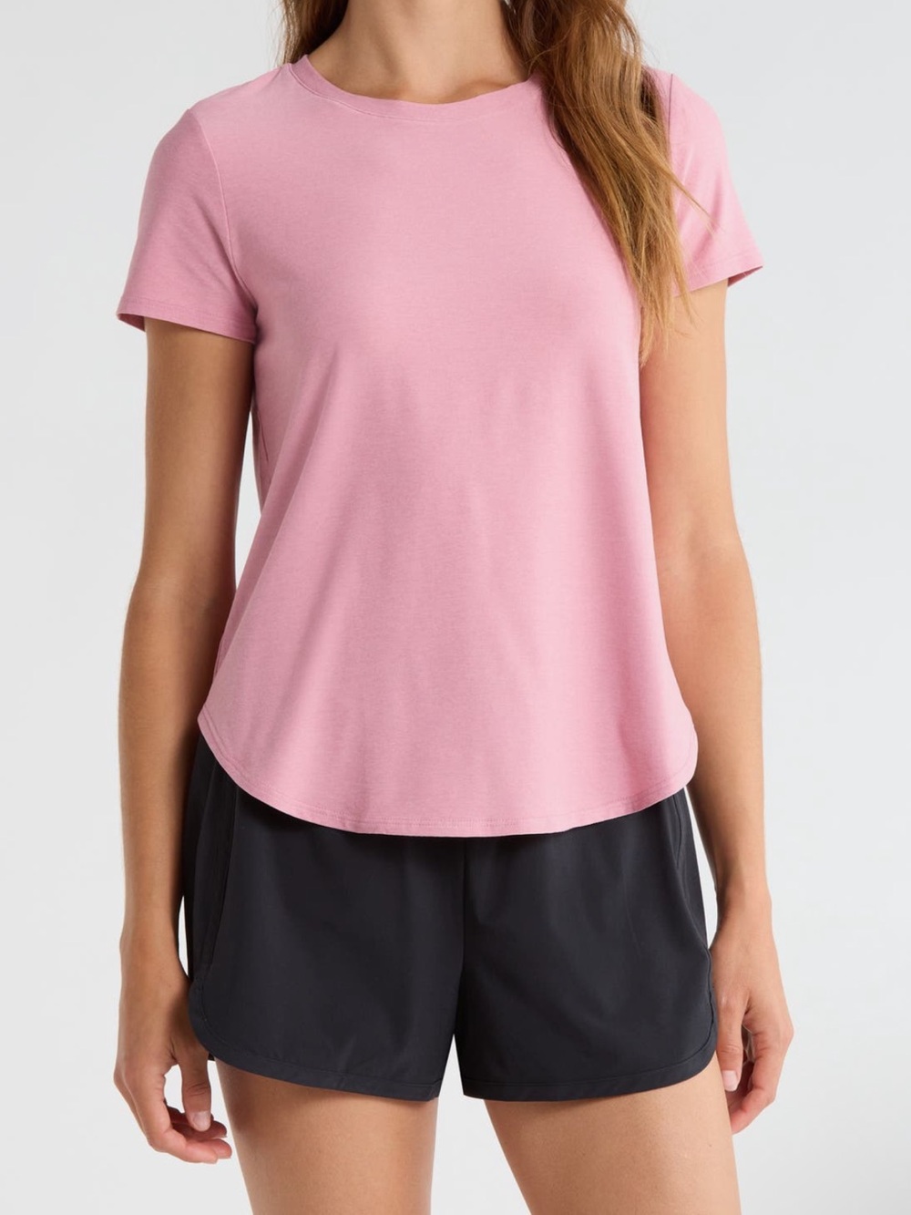 Beyond Yoga Featherweight Crewneck Short Sleeve Tee Pink Small
